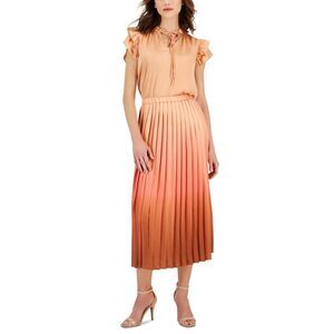 Anne Klein Ruffle-Sleeve Blouse and Pleated Midi Skirt